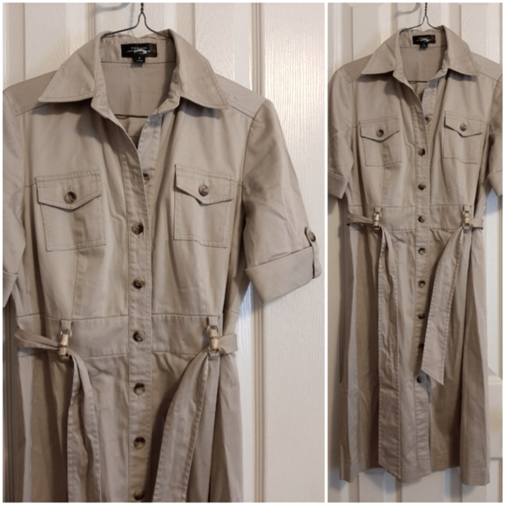 Tahari Arthur S. Levine Coat Safari Dress Cotton Blend Size 2